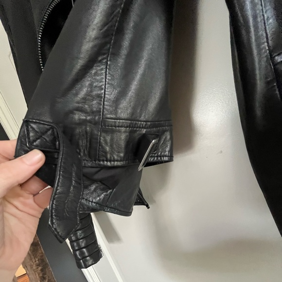 Alice + Olivia “Gamma" Embroidered Lambskin Leather Biker Jacket "Loving You" - Picture 11 of 14